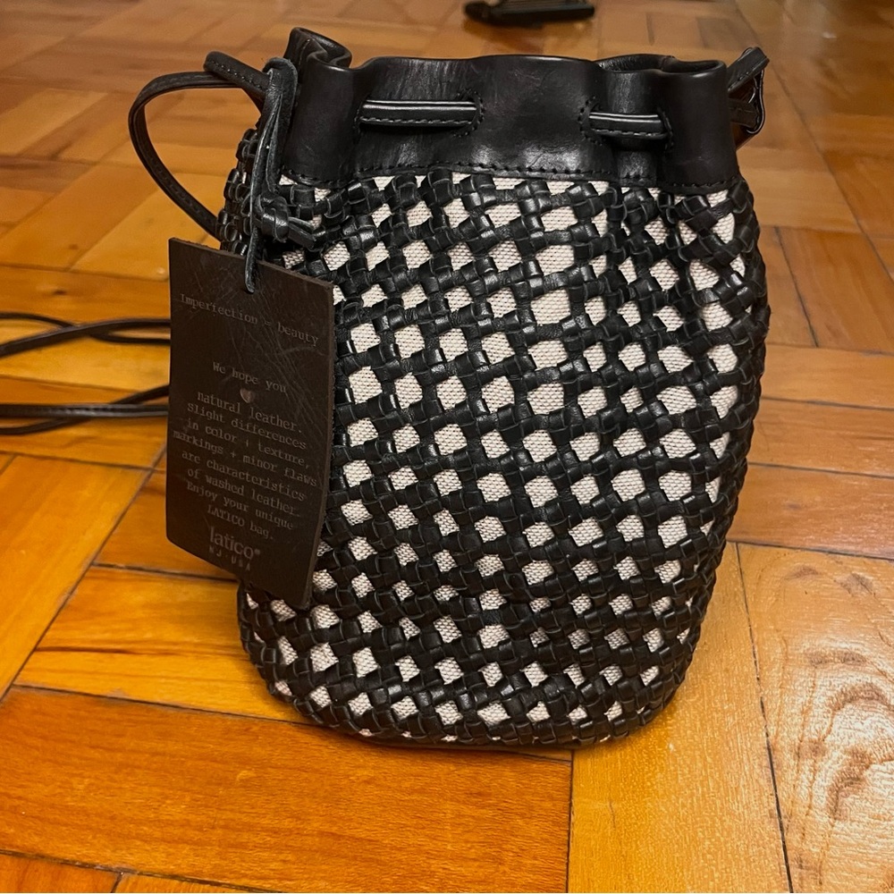Latico Black and White Leather bucket bag